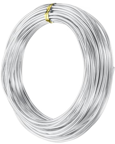 QUARKZMAN Alambre de Armadura de Aluminio de 12 Calibres y 2Mm, 32.8 Pies (10M) Alambre Metálico Flexible para Hacer Joyas Diy, Manualidades de Esculturas de Árboles Bonsái, Color Plata
