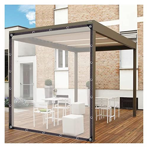 Tende Impermeabili per Esterni, Tendoni Solari, Tende Trasparenti per Terrazzo, Pergola, Giardino, Pergola, Pannelli Laterali con Occhielli Trasparente, 6x4.5m