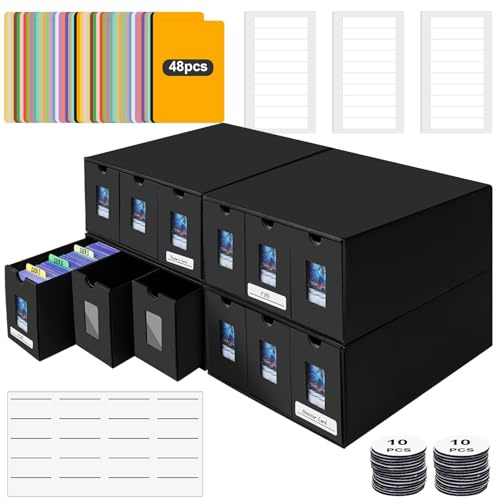 BILIPLE Deck Box para 7200+ Cartas, Caja Cartas Magic MTG TCG con 48 Separadores de Tarjetas y Etiquetas Adhesivas, Deck Box Commander, Organizador Cartas, Caja para Tarjetas Coleccionables