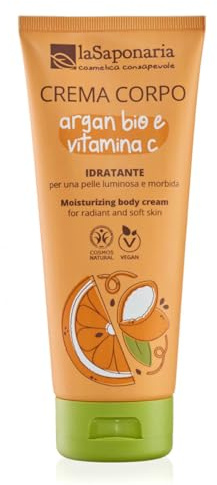 La Saponaria | Crema Corpo Idratante 200ml, Argan Bio & Vitamina C, Illuminante e Tonificante, Texture Leggera, Profumo Agrumato, Ideale per Pelle Morbida e Radiosa