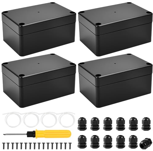 VGECEE Lot de 4 Boite de Jonction Electrique Boite de Derivation Etanche IP67 Boitier Plastique Electronique Extérieur Boîtes de Jonction Étanches - 100 x 68 x 50 mm - pour Installations Électriques