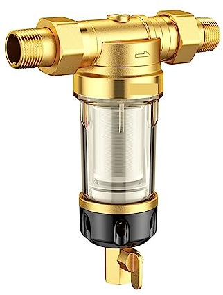 Système de filtration d'eau sous évier Filtre pré-filtre for toute la maison, système central de purification d'eau for la maison 4500L/H 40μm contre-courant 360° contre-lavage(DN20 (0.75 Inches))