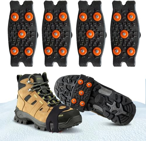 2 Paar Anti Rutsch Schuhspikes, Spikes für Schuhe Winter, Ice Schuhkrallen mit 5 Zähnen, rutschfeste Eisspikes, Steigeisen Schuhspikes für Wandern Bergschuhe Stiefel Schuhe