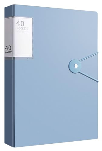 A4 Sichtbuch mit Klarsichthüllen, 40 Taschen Mappe mit Klarsichthüllen A4, Ordner mit Folien Projektordner für Einzelpersonen, Büro und Zuhause, Blau