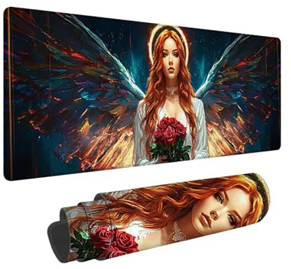 Tappetino per Mouse XXL 1600 x 800 x 3mm Tappetino Mouse Gaming Grande, Mousepad con Base in Gomma Antiscivolo, Tappeto per Tavolo da Gaming per Mouse e Tastiera, Accessori PC (Angelo Donna) V-765