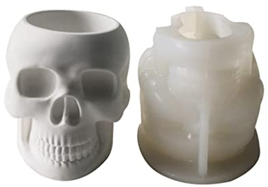 Pot de fleurs en cristal époxy en forme de tête de mort - Moule en silicone pour plâtre, béton, ciment et résine - Pour pot de fleurs en silicone - Fait à la main