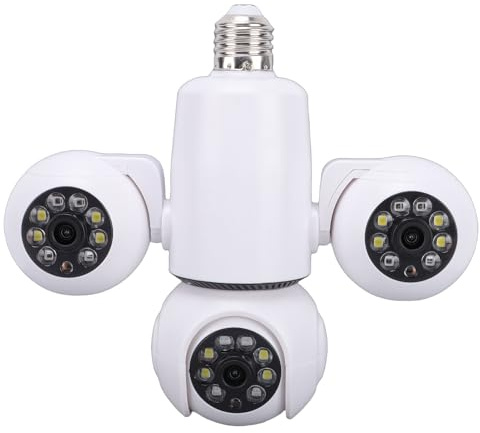 Plyisty Telecamera di Sicurezza a Lampadina, Sorveglianza Domestica Intelligente Wireless WiFi HD da 6 MP con Controllo APP di Rilevamento del Movimento, per Uso Interno Ed Esterno
