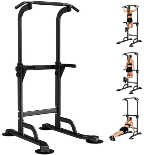 WATBKHE Power Tower Klimmzugstange Freistehend Dip Station Verstellbar | Für Heim-Fitnessstudio. Höhenverstellbar, multifunktionales Krafttraining, belastbar bis 120 kg