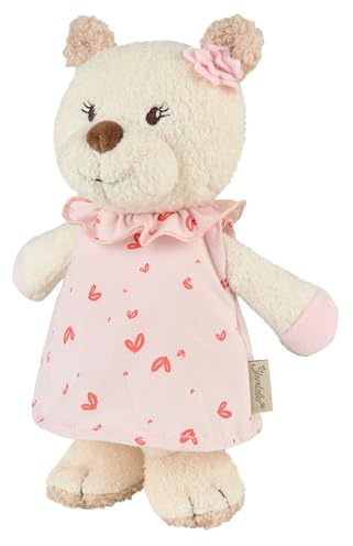 Sterntaler Kuscheltier M Bär Betty aus kuscheligem Flausch und bedrucktem Jersey, gefüllt mit weicher Polyesterwatte, pflegeleicht, 24 × 20 × 9 cm – cremeweiß