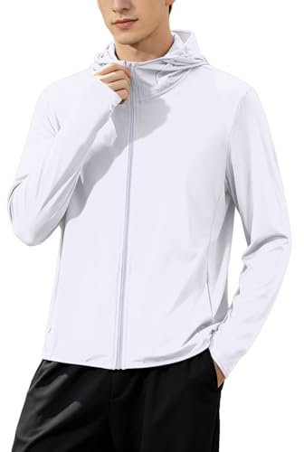 Générique Veste De Protection UV Été pour Homme Chemise De Protection Solaire Entièrement Zippée avec Capuche Vestes De Sport Randonnée Veste Estivale Homme Anti-UV Ete Casual Sport Tshirt Men