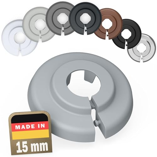 FUX 10 Rosetas para tuberias de calefaccion radiator - 12mm-35mm | Cubre los pasos de tubería, acabado limpio junto al radiador, montaje sin herramientas, negro, Plástico