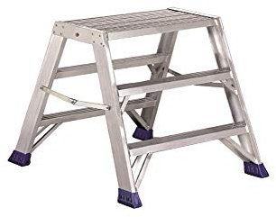 Svelt Sgabello Doppio Professionale Alluminio 3 Gradini | Piattaforma Maggiorata 35x70 cm | Portata 150 kg | Certificato UNI EN 14183 | Altezza Lavoro 260 cm