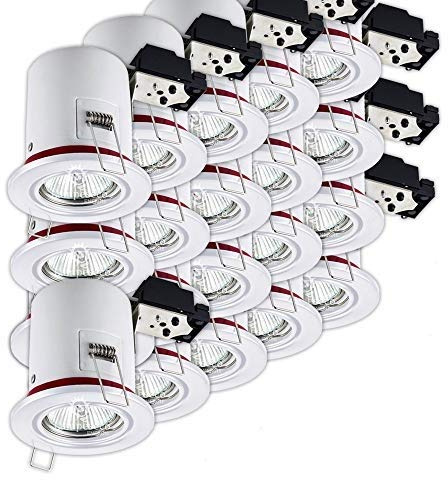 Lot de 20 Support de spot BBC Orientable Blanc diametre 90mm avec douille GU10