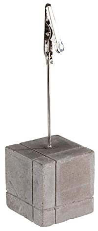 APS 71494 Kartenhalter, 4er Set, Tischkartenhalterung mit Klammer, Fotohalter, Beton, inkl. 30 Beschriftungskarten, 15 x weiß und 15 x schwarz, 3 x 3 x 12 cm