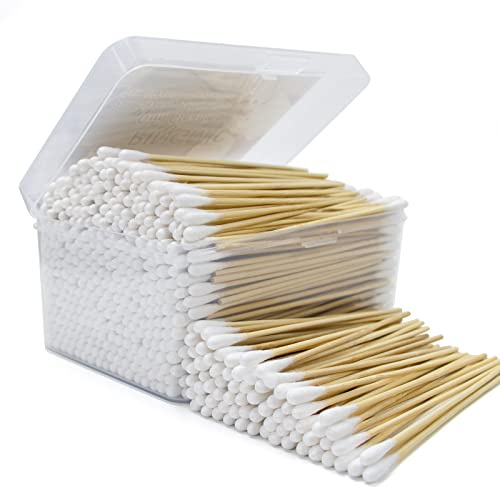 500Ct 6'' Lint Free Long Cotton Swabs - Pure Cotton Tips Gun Cleaning Swabs with Durable Stem, Also fit Makeup, Pet Care, Electronic, Household- Case Package