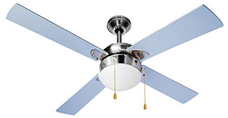 Ventilador kuken de techo con luz cromado 4 aspas ecoiluminaled