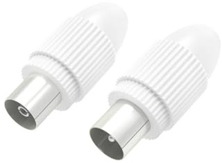 Hama TV-Antennenstecker (2 Antennenstecker TV Koaxialstecker männlich + Koaxialstecker weiblich, Durchmesser 5-7 mm, 2 Stück) weiß