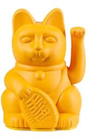 Lucky Cat Mini | Deep Yellow | Japanische Glücksbringer Winkekatze in dunkelgelb 9,8 cm hoch