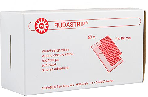 RUDASTRIP Wundnahtstreifen steril weiß Packung à 50 Steril-Sets, Ausführung:Steril-Set à 6 Streifen. 13 mm x 100 mm