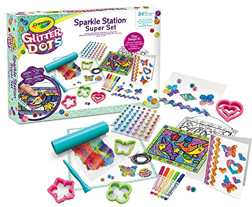 CRAYOLA - Glitter Dots, Sparkle Station super Set, glitzernde Dekorationen mit modellierbarem Glitter herstellen, kreative aktivität und Geschenkidee, ab 6 Jahren, 25-1085