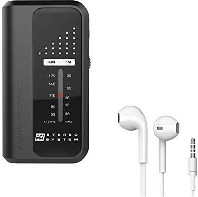 ZXNQ AM FM Personal Radio, Mini Sport Pocket Walkman Radio with Headphones, Support DBS Bass Sound, Birthday Gifts