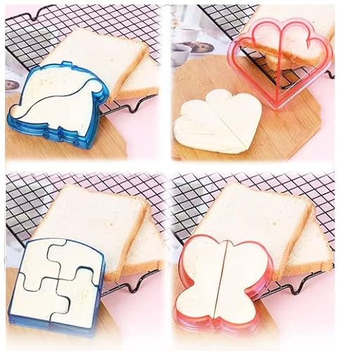 4 Kids Sandwich Cutter, Kids Bread Cutter a des couleurs et des formes mignonnes, des sandwichs faciles à couper pour les déjeuners scolaires et la cuisson à la maison.