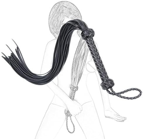 binxliuxo Fluoro Fouet équestre à Pampilles en Cuir Noir