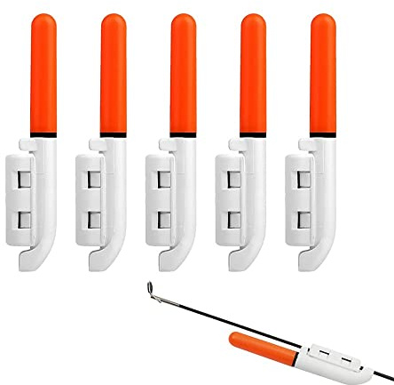 soonbuy 5pcs Campanello di allarme di pesca, lampada incandescente LED, impermeabile luminoso Glow Sticks con fibbia, allarme di morso di pesca notturna per canna da pesca in mare giallo