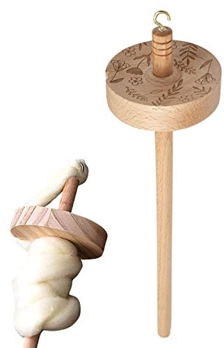Pomrone Quirl Drop Spindel - Drop Spindel Holz Top Quirl - Spinnrad aus Holz für die Garnherstellung Garnspindel für Anfänger Profis Nähen