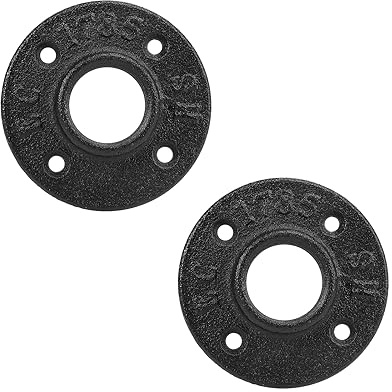 BathAce Flangia per pavimento per tubi industriali, raccordi per tubi in ferro malleabile resistente, flangia filettata vintage fai da te per progetti di decorazione per tubi, nera (confezione da 2,