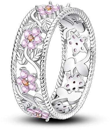 QIKAOLA 925 Sterling Silber Frauen Ringe Mond Stern Ring Evil Eye Ring Bunte Vintage Ringe Cubic Zirkonia Ring Stapelbare Statement Ringe für Frauen Größe 6-9