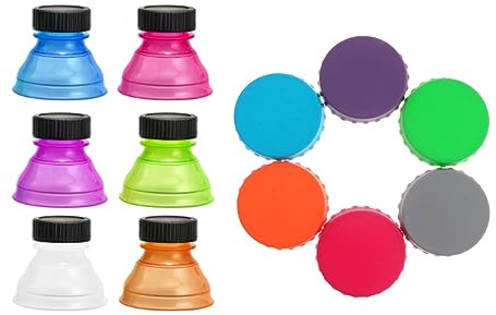 Eowppue 12 Pcs Can Covers for Drinks Cans UK - Can Lids - Can Lids for Fizzy Drinks - Coke Beer Soda Drink Can Covers Snap On Pop Can Convert Soda Savers Bottle Caps for Coke Drink Lids Stretch Lids