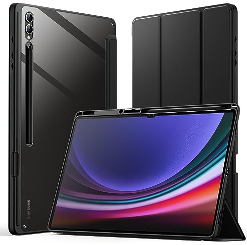 JETech Funda para Galaxy Tab S10 Ultra/S9 Ultra 14,6, Graphite Negro | Carcasa con S Pen Soporte, Trasera Transparente, Protección Slim Antigolpes, Soporte Tríptico