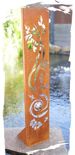 JH-Metalldesign Gartenschild Kirschblüte Roststecker Aufsteller Stele Edelrost Rost Gartendeko Edelstahl Kugel