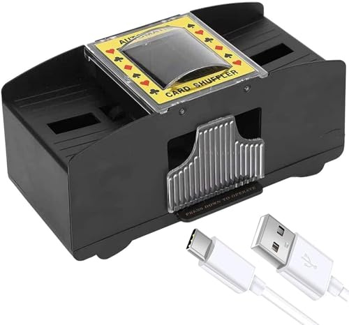 Dacefloy Automatic Card Shuffler Machine for 1-2 Decks - USB/Battery Operated Shuffling Device for Standard Size Playing Cards, Home Game Accessory