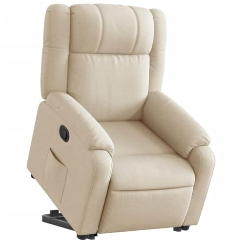 vidaXL Reclinerfåtölj med uppresningshjälp gräddvit tyg