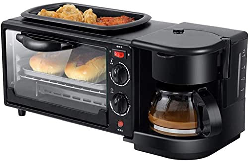 Máquina de desayuno Tostadora de sándwiches multifuncional Estación para hacer desayuno 3 en 1, Máquina de desayuno multifunción con horno tostador, plancha, cafetera, para desayuno en casa, pan, piz