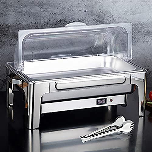 Chafer Chafing Dish, Buffet Server Warmers With Transparent Visible Cover, Commercial Food Warmers For Parties, Integral/Stent Shi, 9L,B-9l,1/2