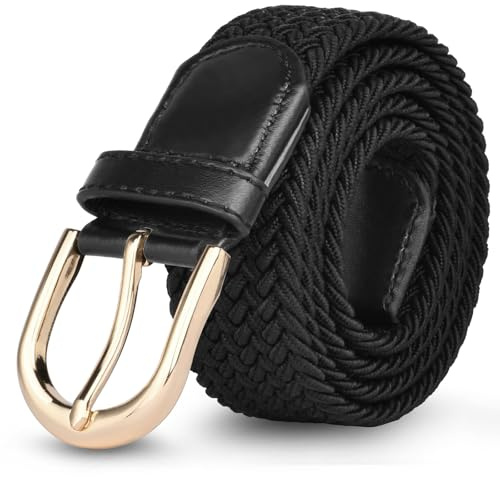 flintronic Unisex Stoffgürtel Stretchgürtel, Elastischer Stoffgürte, Stretch Flechtgürtel, Geflochtener Stretchgürtel, Dehnbarer Gürtel für Damen und Herren, Breite 3.3cm/Länge 107cm