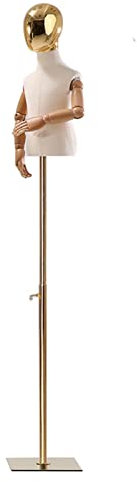 Schaufensterpuppen-Torso-Körper für Kinder im Alter von 2, 4, 6 und 8 Jahren, Kleinkind mit Metallsockel und Holzarmen, höhenverstellbare Halbpuppen-Modellpuppen-Kleiderform (Farbe: quadratische