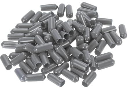 sourcing map 100pcs Rubber End Caps 6mm(1/4) ID Vinyl PVC Round Tube Bolt Cap Cover Screw Thread Protectors Dark Grey