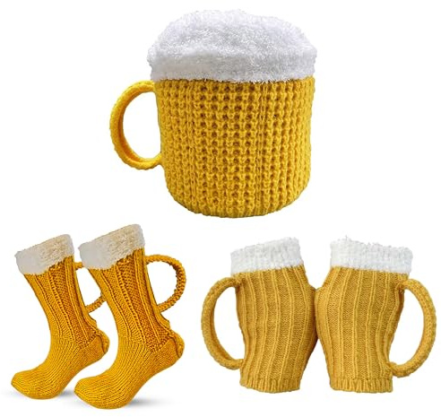 FGFD&OU Beanie Mütze Damen Herren Lustige Strickmütze Warme Wintermütze Thermische Winddichte Damenmützen Dicker Winter Knit Ski Cap Watch Hat Mütze Lustige Geschenke für Unisex (3 Stück Gelb)
