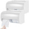 Maxcheck Lot de 2 distributeurs de papier toilette commercial double porte-papier toilette compact à deux rouleaux de rangement mural pour salle de bain et cuisine, design côte à côte (blanc)