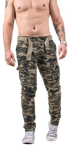 Instinct I Pantaloni Cargo Uomo Tattici Militari Mimetici Elasticizzati con Tasche Laterali, Slim Fit, Tasconato Multitasche per Caccia, Escursionismo, Trekking, Lavoro e Viaggio 52, Beige - 608