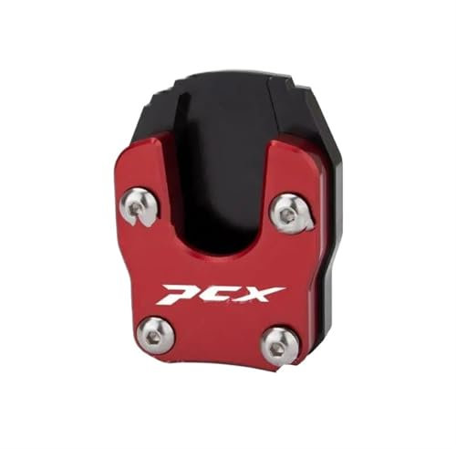YZCSYBBF PCX 160/150/125 2010-Jetzt Motorrad-Seitenständer-Unterstützung Einzel-Ständer-Fuß-Extender-Schuh-Vergrößerungspolster-Zubehör Erweitertes Stativ(Red)