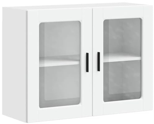 vidaXL Armario de Pared para Cocina con Puerta de Cristal Porto Blanco, Unidad de Pared de Cocina, Armario para Pared de Cocina, Armario de Cocina en la Pared