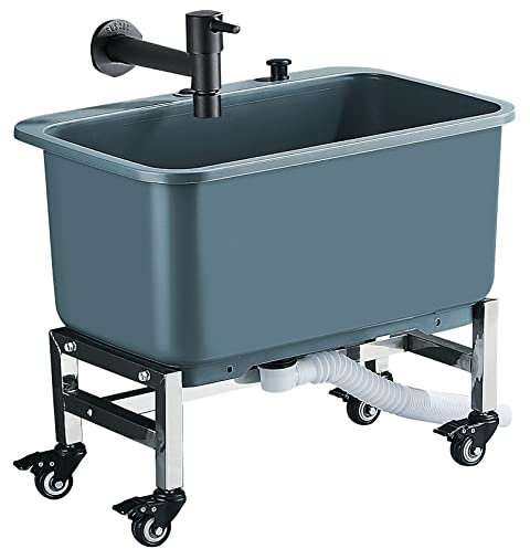 Évier de Nettoyage de Sol Mobile avec Rouleaux, évier de Service de Nettoyage de Salle de Bain de Balcon, évier Polyvalent pour Garage ou Magasin