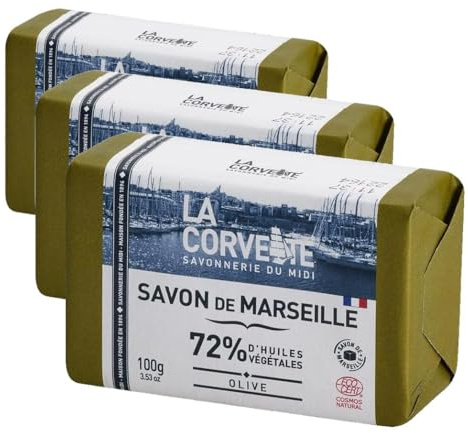 La Corvette Savon de Marseille Olive 100 g (Lot de 3)