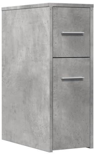 HETFTJN Mobile Dispensa Armadio da Esterno Armadietto Salvaspazio Credenza Ingresso - Armadietto da Bagno Stretto con Ruote Grigio Cemento Truciolato per Cucina Camera Da Letto Soggiorno Sala Studio