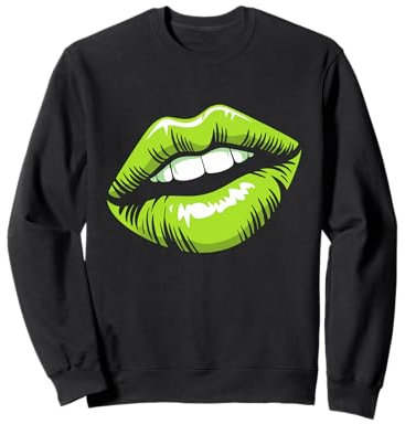 90er Jahre 80er Party Lila Lippenstift Kiss Kuss Kussmund Sweatshirt